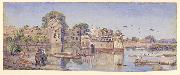 Marianne North palace in the fort in the midst of the tank oil painting